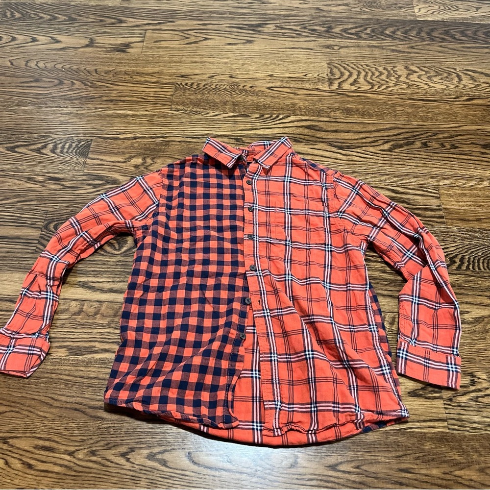 Wonder Nation Kids' Red and Black Plaid Button Down Shirt